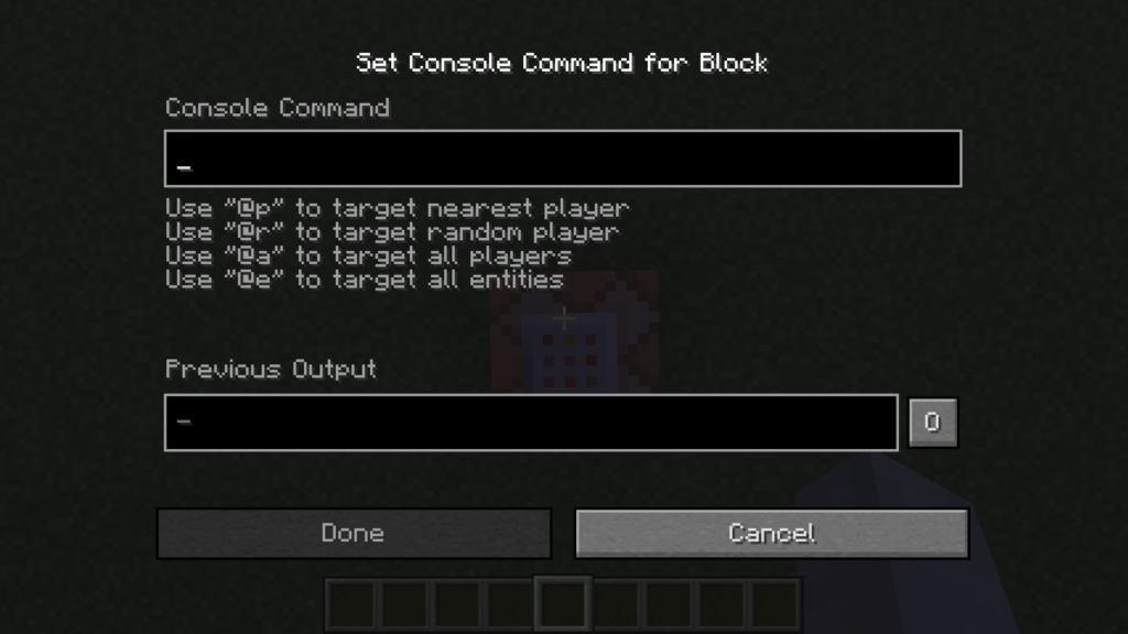Questa è l'interfaccia del Command Block, nel quale andremo ad inserire il One Command (di IJAMinecraft) per trovare come avere i Lucky Block su Minecraft, anche se purtroppo 1.8.1.