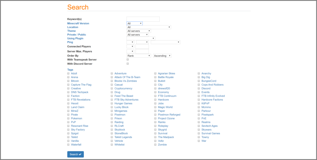 Questa è l'Interfaccia del Server Finder, che serve a trovare dei Server privati se lo impostiamo correttamente su Private.