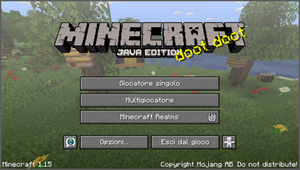 Questa è la leggendaria schermata principale di Minecraft, per di più la tanto attesa 1.15, che è appena uscita!