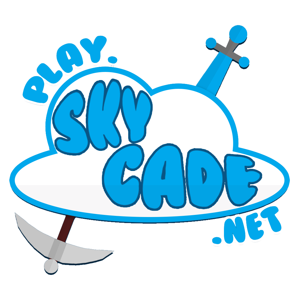 Questo è il Logo di SkyCade, uno dei migliori server di Minecraft. Il Logo è una nuvoletta con un piccone ed una spada dentro di sé e con il nome inciso sopra.