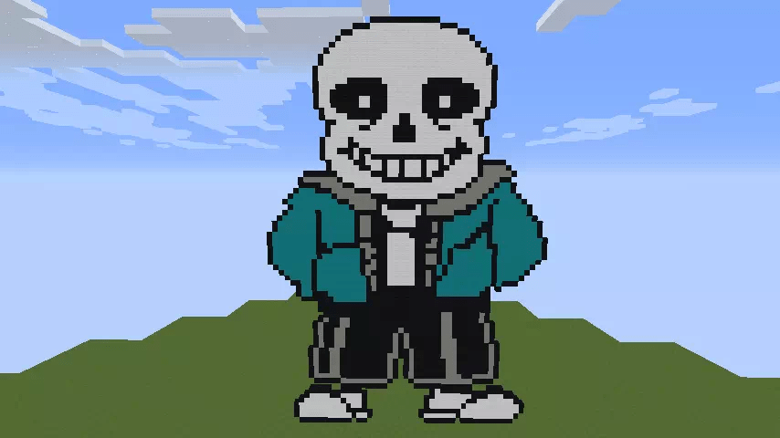 Sans, un boss di Undertale, una delle cose da costruire in Minecraft in questo periodo!