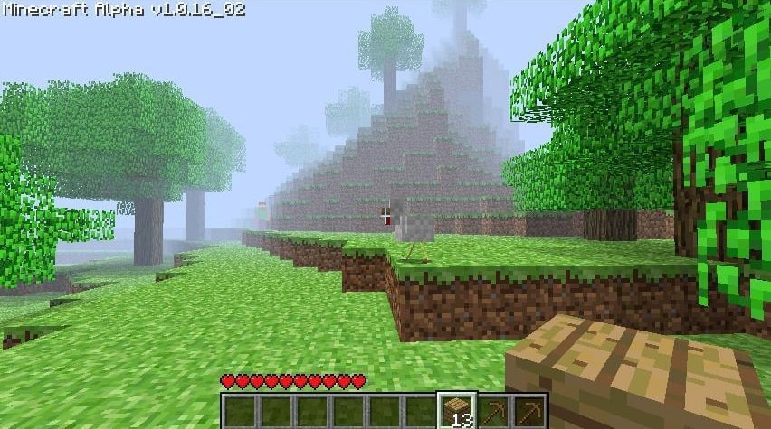 Avvistamento leggermente a sinistra dal centro di Herobrine in Minecraft old_alpha_1.0.16_02